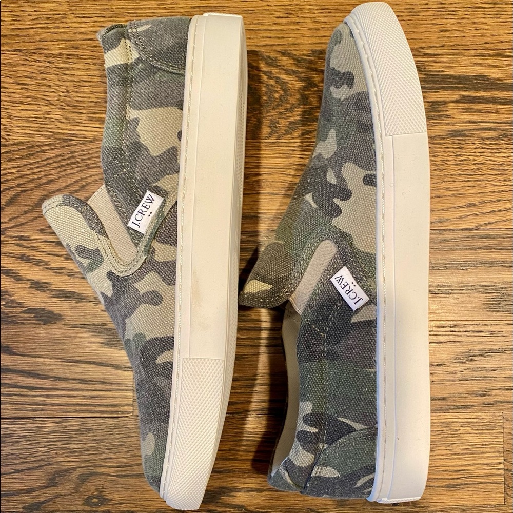 JCrew Canvas Camo Slip On Sneaker size 8.5